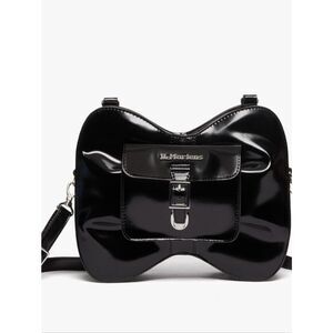 Dr. Martens Vegan Leather Bow Shaped Crossbody Bag- Black Oxford Rub Off